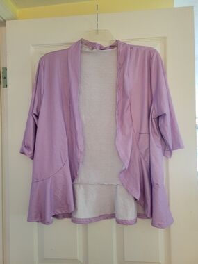 Lavender Open-Front Drape Cardigan